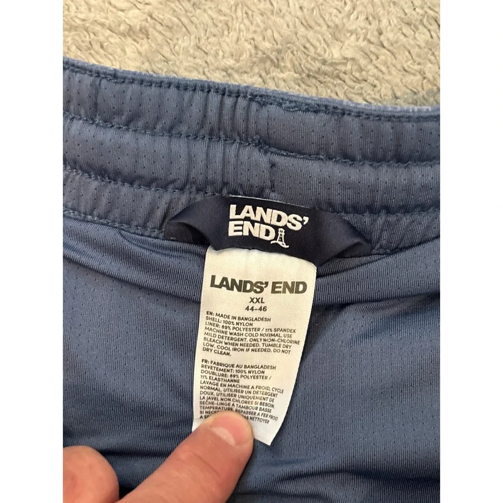 Lands' End Swim Trunks Mens 2XL 44-46 Blue Striped Mesh Lined Shorts Casual
